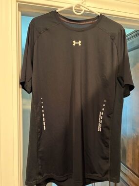 Under Armour Black Short Sleeve Performance Tee with Reflective Accents